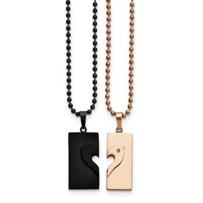 Black IP-plated &amp; Pink IP-plated Necklace Set Stainless Steel SRSET25-22 by Chisel, MPN: SRSET25-22…