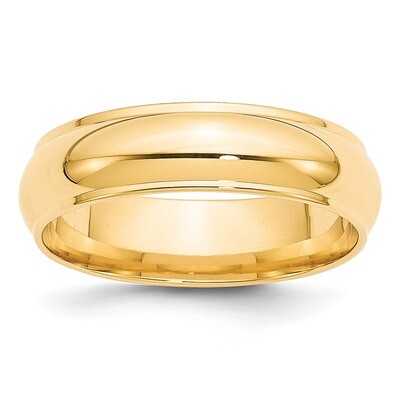 6mm Half Round with Edge Band 14k Yellow Gold HRE060 Engravable, MPN: HRE060, 886774485034
