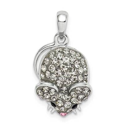 Grey Preciosa Crystal Mouse Pendant Sterling Silver QC9622, MPN: QC9622,