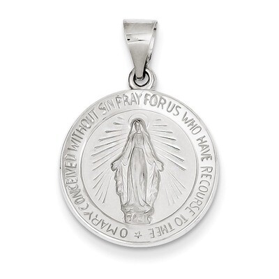 Polished and Satin Miraculous Medal Pendant 14k White Gold XR1271, MPN: XR1271, 883957974729