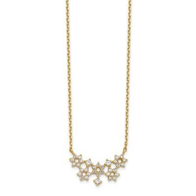Cz Cluster with 2 Inch Extension Necklace 14k Gold SF2790-18, MPN: SF2790-18, 191101920790