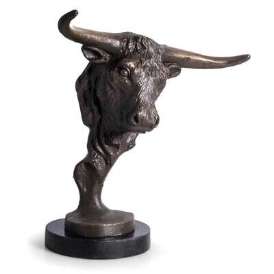 Bronzed Bull Head Sculpture on Marble Base GM21536, MPN: GM21536, 797140422006