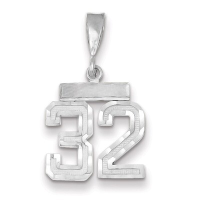 Small Diamond-cut Number 32 Charm 14k White Gold WSN32, MPN: WSN32, 883957114170