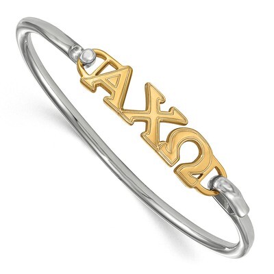Alpha Chi Omega Small Hook and Clasp Bangle Gold-plated Sterling Silver GP009ACO-8, MPN: GP009ACO-8…