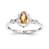 Citrine &amp; Diamond November Ring Sterling Silver QBR21NOV, MPN: QBR21NOV, 883957458342