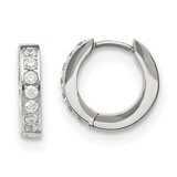 1 Row of Diamond CZ Hinged Hoop Earrings Stainless Steel Polished SRE1143 by Chisel, MPN: SRE1143, …