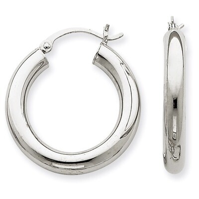 4mm x 25mm Tube Hoop Earrings 10k White Gold 10T861, MPN: 10T861, 883957895864