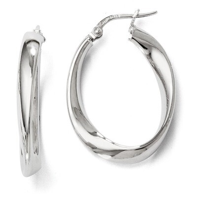 Leslie&#39;s Polished Twisted Oval Hoop Earrings - Sterling Silver HB-QLE253, MPN: QLE253, 886774569680