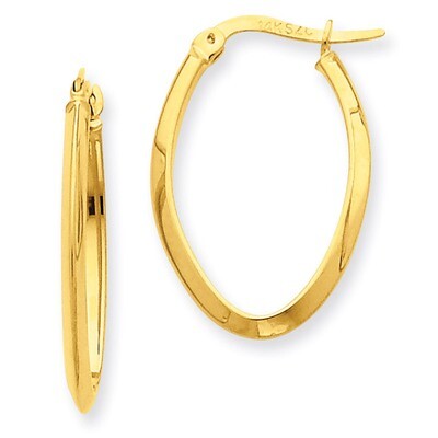 2mm Oval Hoop Earrings 14k Gold TL244, MPN: TL244, 886774732107