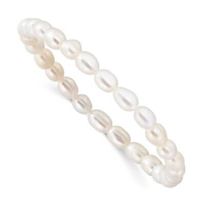 4-4.5mm White Rice Shape FW Pearl 40mm Stretch Bracelet with Pink Pouch GM18041, MPN: GM18041,