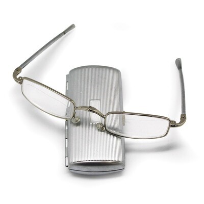 Silver-tone 1.00 Magnification Folding Glasses in Metal Case GM12431, MPN: GM12431, 788089083496