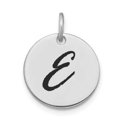 Letter E Black Epoxy Initial Disk Charm 14k White Gold Polished YC1436WE, MPN: YC1436WE, 1969040842…