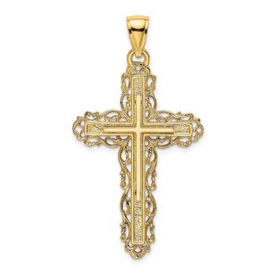 Cross with Lace Trim Charm 14k Gold 2-D K8480, MPN: K8480, 637218041862