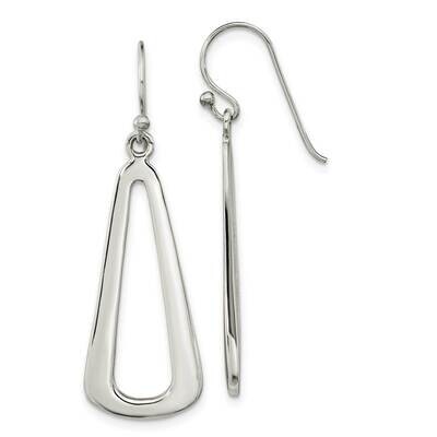 Teardrop Dangle Shephard Hook Earrings Sterling Silver Polished QE16088, MPN: QE16088, 196904169704