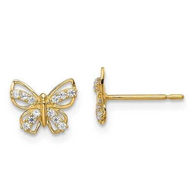 Butterfly Stud Earrings 14k Gold CZ Diamond GK1047 by Madi K, MPN: GK1047, 191101901331