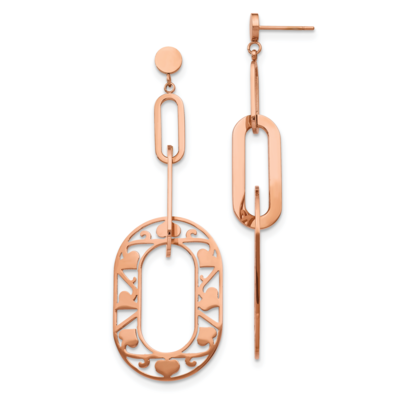 Rose IP-Plated Heart Dangle Earrings Stainless Steel Polished SRE1023 by Chisel, MPN: SRE1023, 1911…