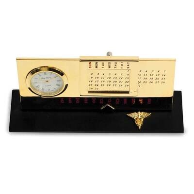 Nursing Gold-plated Perpetual Calendar and Clock on Black Base GM21485, MPN: GM21485, 797140372325
