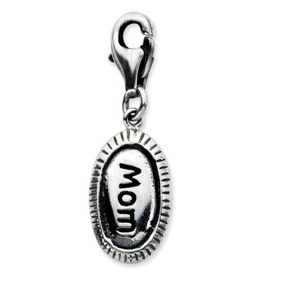 Antiqued MOM Charm Sterling Silver QCC699 by Amore La Vita, MPN: QCC699, 886774074788