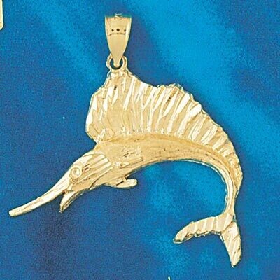Dazzlers Jewelry Marlin Sailfish Pendant Necklace Charm Bracelet in Yellow, White or Rose Gold 529,…