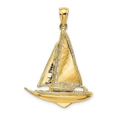 Polished Sailboat Charm 14k Gold 3-D K7746, MPN: K7746, 637218013241