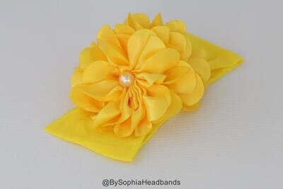 Yellow Flower Baby Headband Baby Flower Headband Newborn Headband Baby Girl Headband Photo Prop Big…