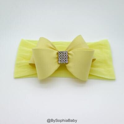 Baby Headband Light Yellow Baby Headband Baby Bow Headband Newborn Headband Baby Girl Headband Nylo…