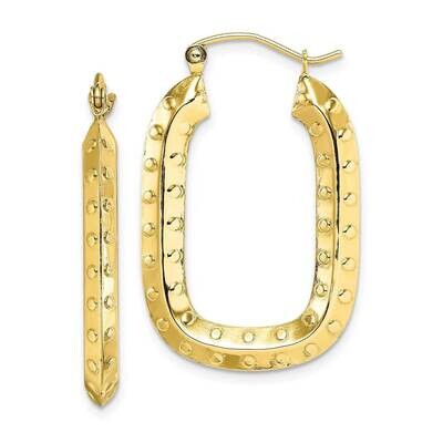 Polished Textured Rectangle Hoop Earrings 10k Gold 10TC413, MPN: 10TC413, 883957964553