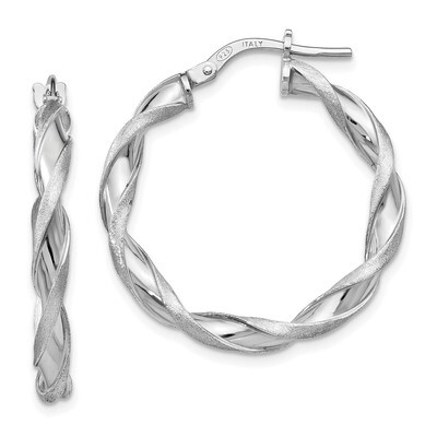 Leslie&#39;s Scratch-finish Twisted Hoop Earrings Sterling Silver Polished HB-QLE979, MPN: QLE979, 1911…