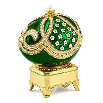 Green Faux Pearl Musical Egg Crystal Enameled on Pewter by Jere, MPN: BJ4020, 191101910012