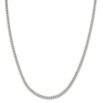 3.5mm Curb Chain 30 Inch Sterling Silver Rhodium-Plated QCB100R-30, MPN: QCB100R-30,