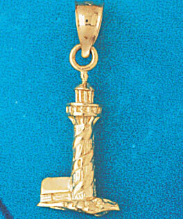 Dazzlers Jewelry Lighthouse Dimensional Pendant Necklace Charm Bracelet in Yellow, White or Rose Go…