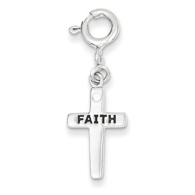 Faith Cross Clip-on Charm Sterling Silver Diamond QC6645, MPN: QC6645, 883957554549