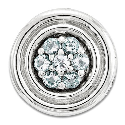 Polished Aquamarine Chain Slide Sterling Silver Small QSK1722, MPN: QSK1722, 886774640389