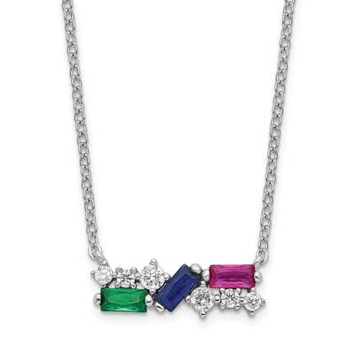 Multi-Color CZ Diamond Necklace 18 Inch Sterling Silver Rhodium-Plated Polished QG6101-18, MPN: QG6…
