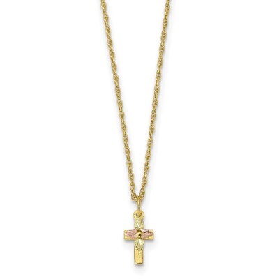 18 Inch Black Hills Gold Cross Necklace 10k Tri-color 10BH703-18, MPN: 10BH703-18, 31902130748
