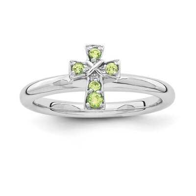 Peridot Cross Ring - Sterling Silver Rhodium-plated QSK1637, MPN: QSK1637, 886774252087
