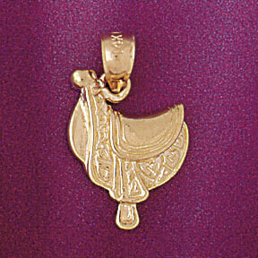 Dazzlers Jewelry Horse Saddle Pendant Necklace Charm Bracelet in Yellow, White or Rose Gold 5246, M…