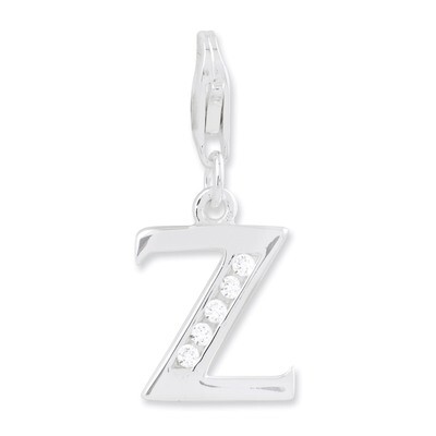 Letter Z Charm Sterling Silver Synthetic Diamond QCC104Z by Amore La Vita, MPN: QCC104Z, 8839573306…