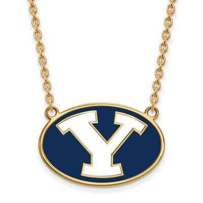 Brigham Young University Enamel Large Pendant with Chain Necklace Gold-plated Silver GP011BYU-18, M…