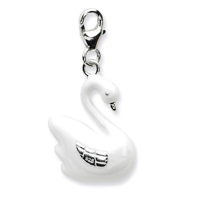 3-D Enameled SwanCharm Sterling Silver QCC568 by Amore La Vita, MPN: QCC568, 883957335131