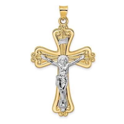 Solid Fancy Inri Crucifix Pendant 14k Two-Tone Gold Polished XR1871, MPN: XR1871,