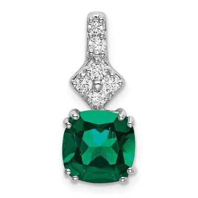 Created Emerald Pendant 14k White Gold Lab Grown Diamond PM7515-CEM-020-WLG, MPN: PM7515-CEM-020-WL…
