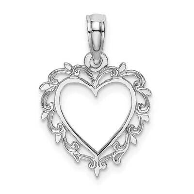 Heart with Lace Trime Charm 14k White Gold K7099W, MPN: K7099W, 637218154364