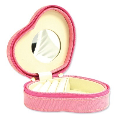 Pink Bonded Leather Heart Jewelry Case GP9621, MPN: GP9621, 797140545453