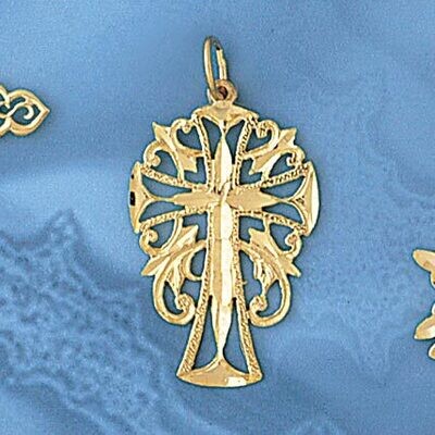 Dazzlers Jewelry Cross Pendant Necklace Charm Bracelet in Yellow, White or Rose Gold 7899, MPN: DZ-…