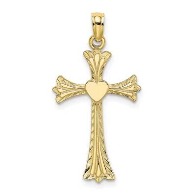 Engraved Cross with Heart Charm 10k Gold Polished 10K8334, MPN: 10K8334,