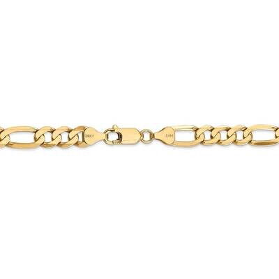 28 Inch 7mm Flat Figaro Chain 14k Yellow Gold FFL180-28, MPN: FFL180-28, 191101979866
