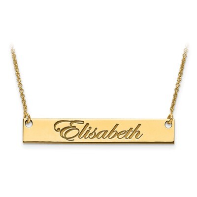 Script Name Bar with Chain Sterling Silver Gold-plated XNA641GP, MPN: XNA641GP, 886774615400