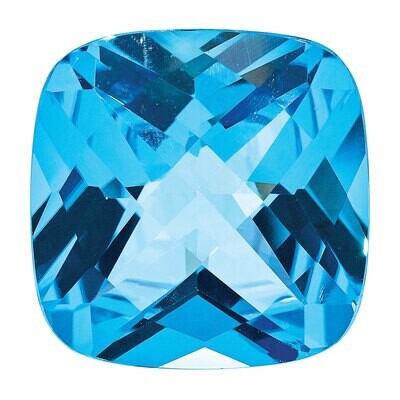 Blue Topaz 12X10mm Cushion Checkerboard AA Quality Gemstone BT-1210-CUX-AA, MPN: BT-1210-CUX-AA,