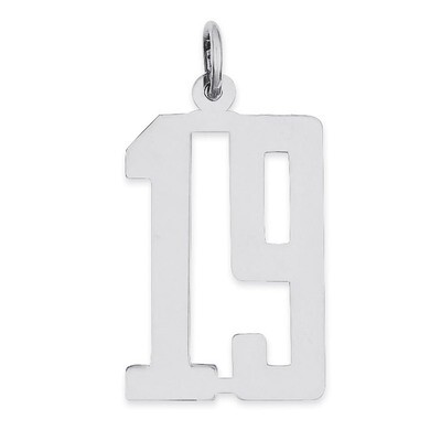 Charm Number 19 Elongated Pol Sterling Silver Small QES19, MPN: QES19, 191101190018